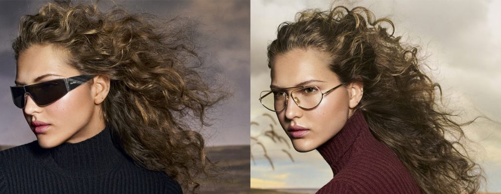 En photo : la collection de lunettes solaires et la collection de lunettes optiques Max Mara by Marcolin.