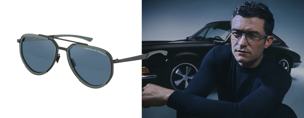 Orlando Bloom porte les lunettes Carbon Fiber Series, fabriquées avec le même matériau de haute technologie que celui utilisé dans les sports automobiles.