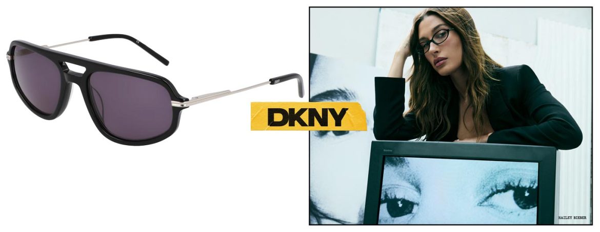 Hailey Bieber en lunettes DKNY