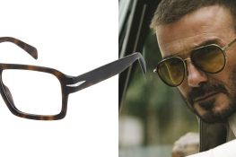 David Beckham portant les lunettes de sa marque.
