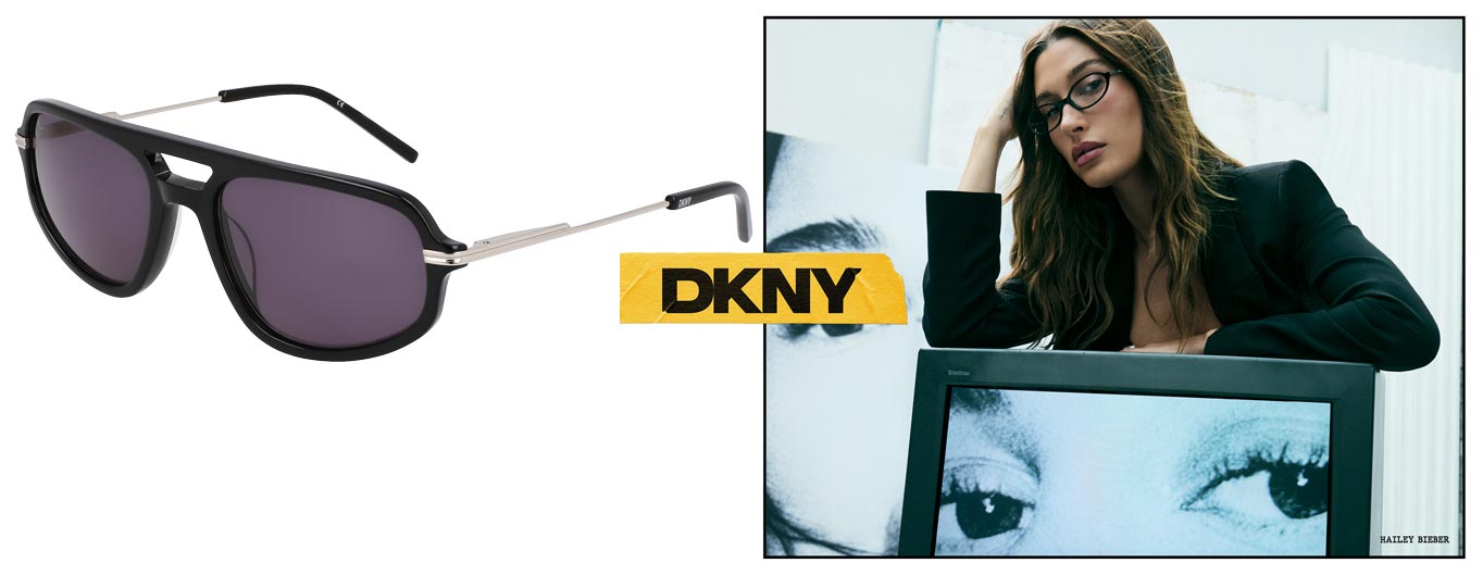 Hailey Bieber en lunettes DKNY