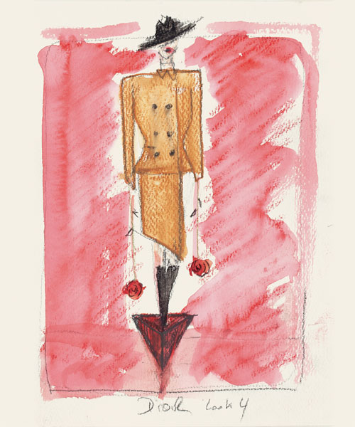 Dessin préparatoire pour « Tough Love », Elle US, septembre 2024, collection prêt-à-porter automne-hiver 2024 © DR