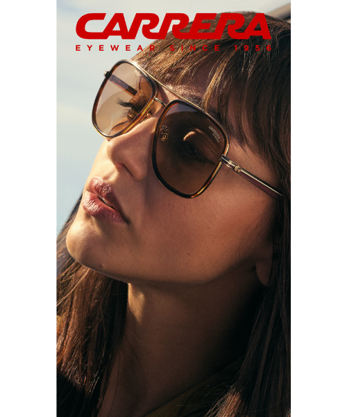 En photo ci-dessus, la collection solaire Carrera by Safilo.